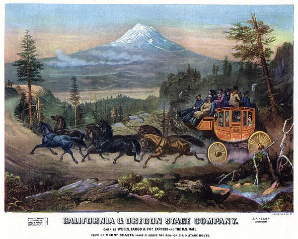 A stagecoach journey, USA, 19th century (1937). Artist: Britton & Rey