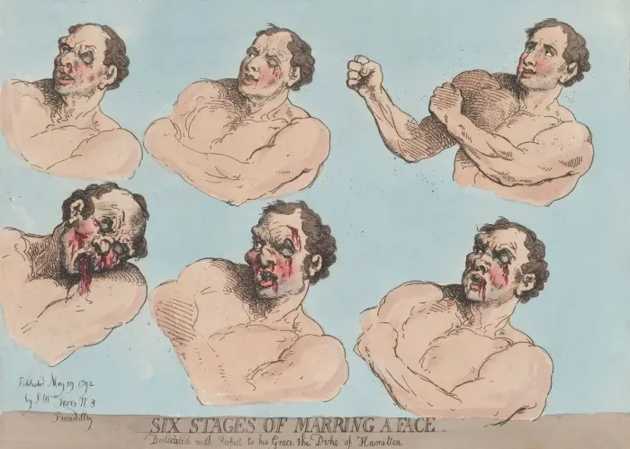 Framed Print : Six Stages of Marring a Face, May 29, 1792. May 29, 1792. Creator: Thomas Rowlandson Framed Print : Six Stages of Marring a Face, May 29, 1792. May 29, 1792. Creator: Thomas Rowlandson