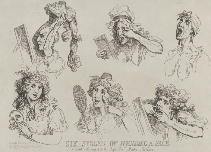 Framed Print : Six Stages of Mending a Face, Dedicated with respect to the Right Hon-ble. Lady Ar Framed Print : Six Stages of Mending a Face, Dedicated with respect to the Right Hon-ble. Lady Ar