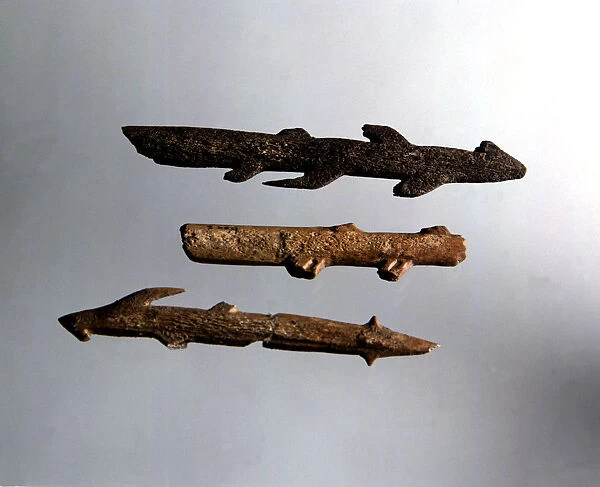 Staghorn harpoons, with a double row of teeth and a circular section (Urdax Caves)