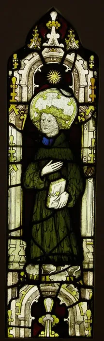 Framed Print : Stained Glass Panel with an Angel, British, ca. 1450. Creator: Unknown