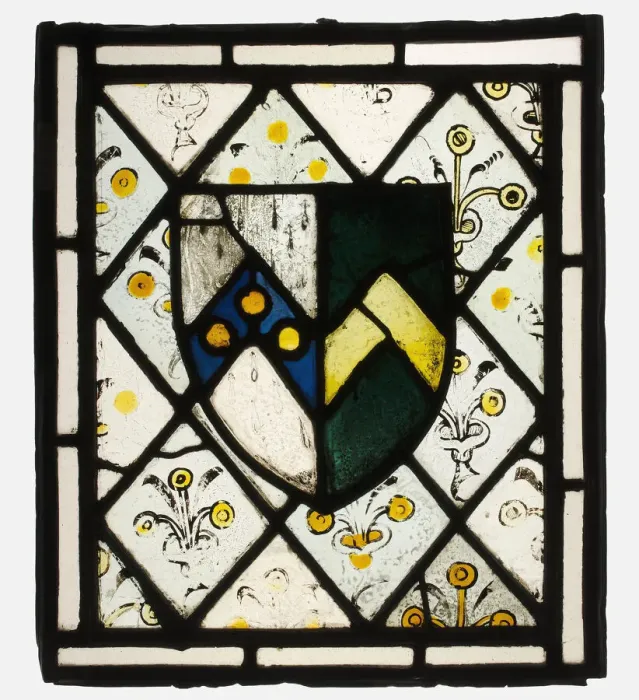 Framed Print : Stained Glass Panel with Heraldic Shield of Johnson, British, ca. 1500. Creator: Unknown Framed Print : Stained Glass Panel with Heraldic Shield of Johnson, British, ca. 1500. Creator: Unknown