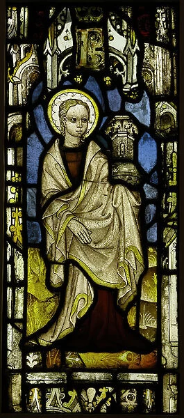 Stained Glass Panel with St. Barbara, British, ca. 1450. Creator: Unknown