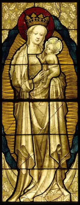 Framed Print : Stained Glass Panel with the Virgin and Child, German, 1430-35. Creator: Unknown Framed Print : Stained Glass Panel with the Virgin and Child, German, 1430-35. Creator: Unknown