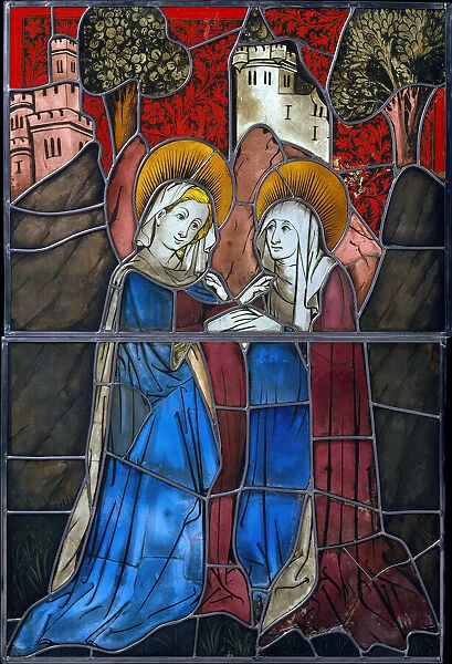 Stained Glass Panel with the Visitation, German, 1444. Creator: Unknown