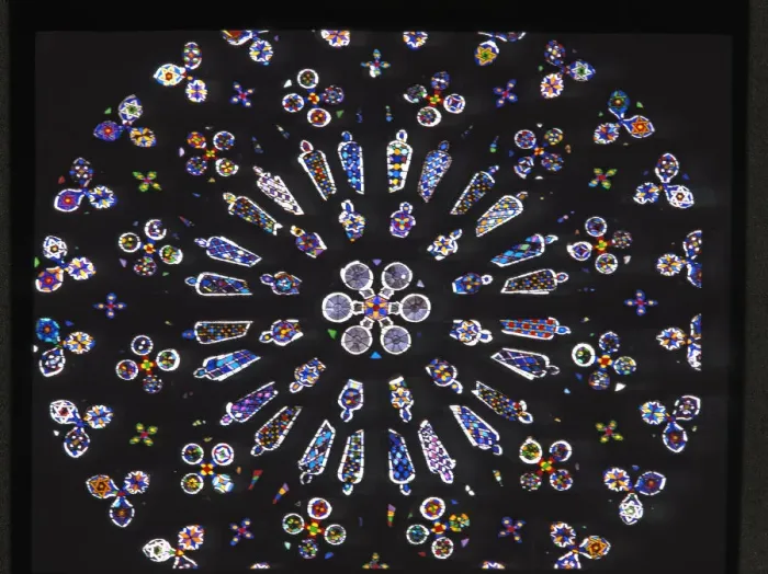 Framed Print : Stained glass window with the rose window of the Monastery of San Cugat del Valles Framed Print : Stained glass window with the rose window of the Monastery of San Cugat del Valles