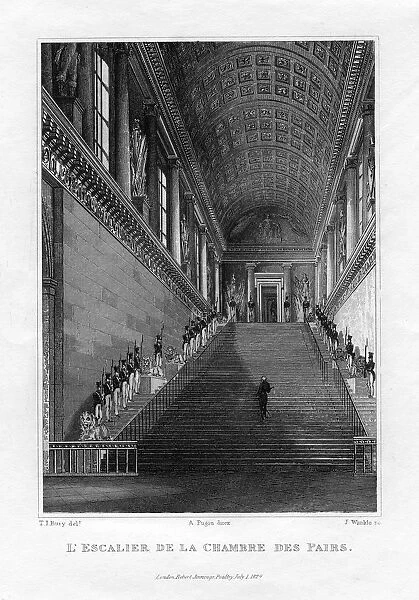 The Staircase of the Chambre des Pairs, Paris, France, 1829. Artist: J Winkle