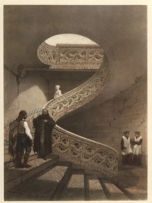 Framed Print : Staircase of the cloister of the Cathedral of Pamplona Framed Print : Staircase of the cloister of the Cathedral of Pamplona