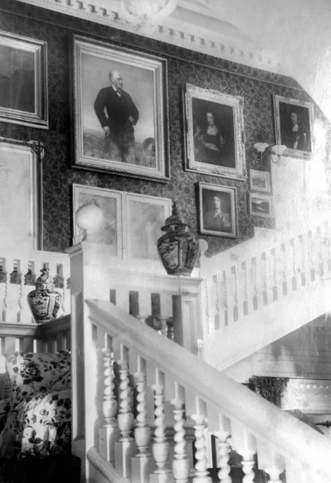 Framed Print : Staircase decorated with paintings, c1882 Framed Print : Staircase decorated with paintings, c1882