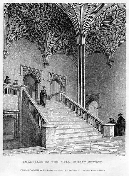 Staircase to the Hall, Christ Church, Oxford University, 1833.Artist: John Le Keux