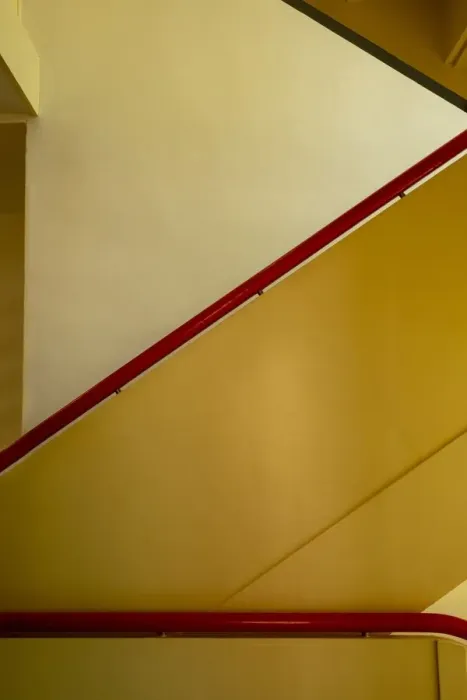 Framed Print : Staircase, Masters House. Restored paintwork. The Bauhaus building, Dessau, Germany, 2018 Framed Print : Staircase, Masters House. Restored paintwork. The Bauhaus building, Dessau, Germany, 2018