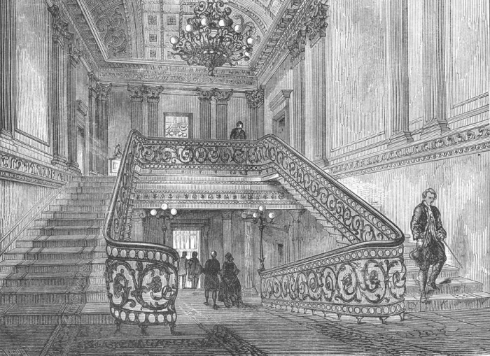 Framed Print : Staircase in Northumberland House, 1897