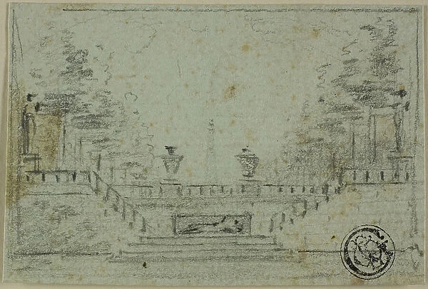 Staircase and Terrace in Formal Garden, n.d. Creator: Domenico Quaglio II