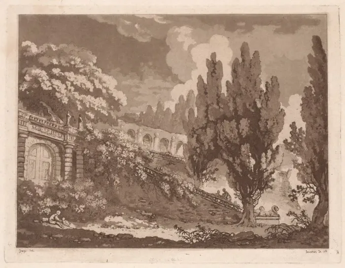 Framed Print : Stairs in an Italian Garden, 1766. Creator: Jean-Claude-Richard Saint-Non (French, 1727-1791) Framed Print : Stairs in an Italian Garden, 1766. Creator: Jean-Claude-Richard Saint-Non (French, 1727-1791)