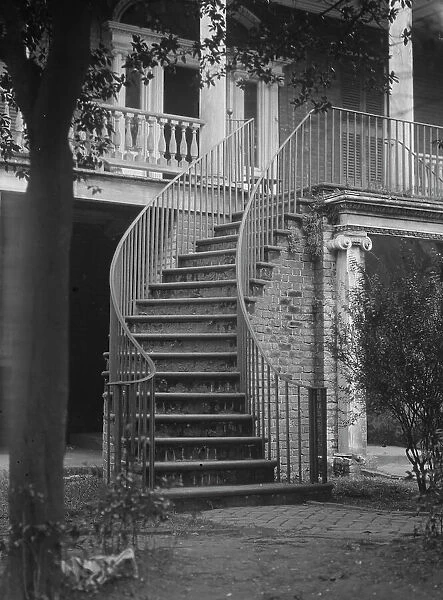 Stairway to the first floor of a building, [16 Charlotte Street], Charleston, South... c1920-1926. Creator: Arnold Genthe