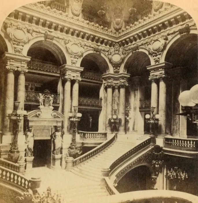 Framed Print : Stairway in Grand Opera House, Paris, France, c1900. Creator: Unknown Framed Print : Stairway in Grand Opera House, Paris, France, c1900. Creator: Unknown