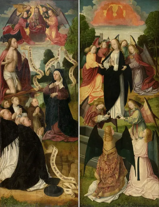 Framed Print : Stairway to Heaven and Calvary, 1490. Creator: Master of the Amsterdam Death of the Virgin Framed Print : Stairway to Heaven and Calvary, 1490. Creator: Master of the Amsterdam Death of the Virgin