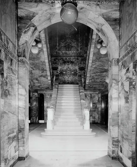 Framed Print : Stairway, main corridor, Majestic B. [Building], Detroit, Mich. between 1905 and 1915. Creator: Unknown