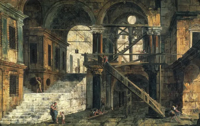 Framed Print : Stairwell in a Renaissance House, mid-18th century. Creator: Michele Marieschi Framed Print : Stairwell in a Renaissance House, mid-18th century. Creator: Michele Marieschi