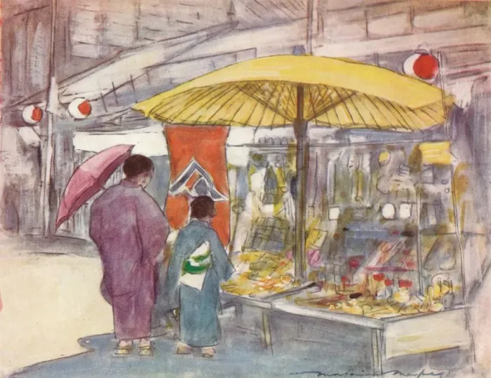 Framed Print : The Stall by the Bridge, c1887, (1901). Artist: Mortimer L Menpes Framed Print : The Stall by the Bridge, c1887, (1901). Artist: Mortimer L Menpes