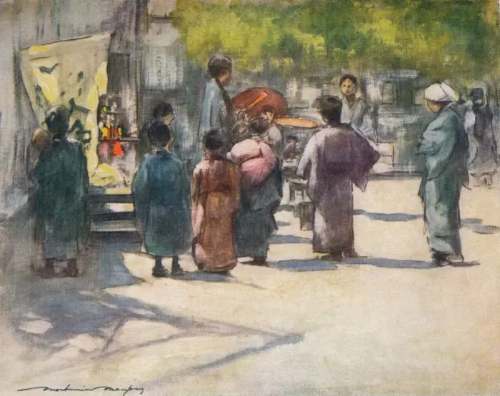 Framed Print : In Front of the Stall, c1887, (1901). Artist: Mortimer L Menpes Framed Print : In Front of the Stall, c1887, (1901). Artist: Mortimer L Menpes