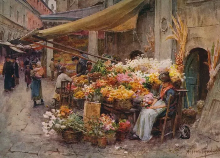 Framed Print : A Stall at the Rialto, Venice, c1900 (1913). Artist: Walter Frederick Roofe Tyndale Framed Print : A Stall at the Rialto, Venice, c1900 (1913). Artist: Walter Frederick Roofe Tyndale