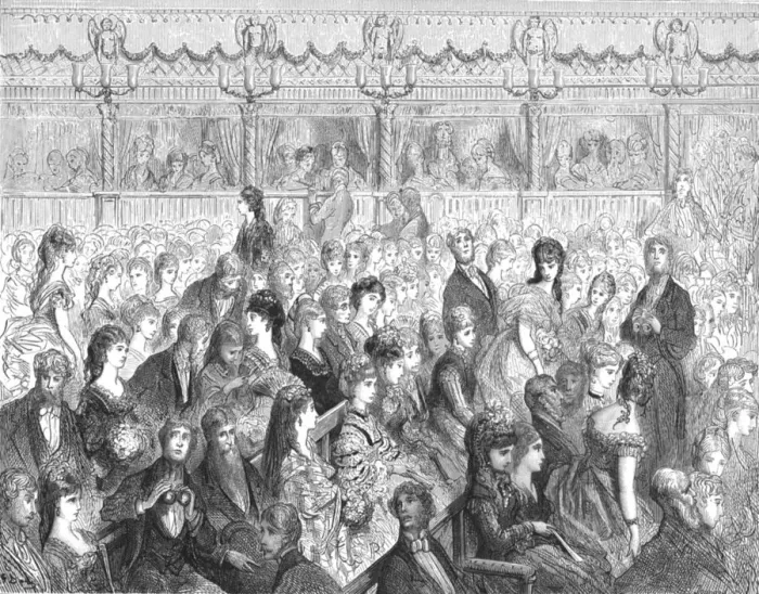 Framed Print : The Stalls - Covent Garden Opera, 1872. Creator: Gustave Doré Framed Print : The Stalls - Covent Garden Opera, 1872. Creator: Gustave Doré