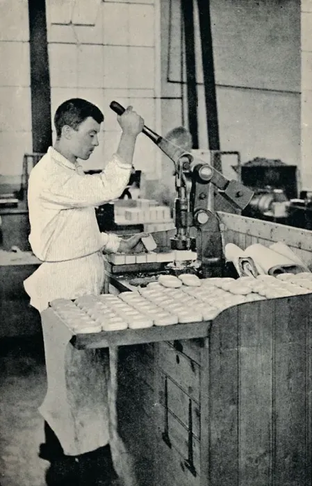 Framed Print : Stamping Blocks of Soap, c1917