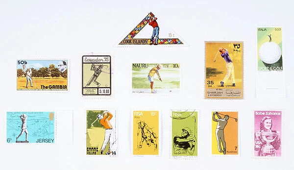 Stamps from various countries, with golfing theme, 20th century