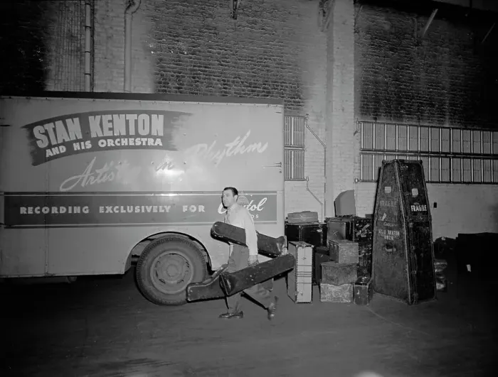 Framed Print : Stan Kenton Orchestra, 1947 or 1948. Creator: William Paul Gottlieb Framed Print : Stan Kenton Orchestra, 1947 or 1948. Creator: William Paul Gottlieb