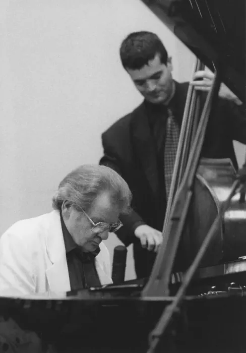 Framed Print : Stan Tracey and Andy Cleyndert, Brecon Jazz Festival, 1999. Creator: Brian Foskett Framed Print : Stan Tracey and Andy Cleyndert, Brecon Jazz Festival, 1999. Creator: Brian Foskett