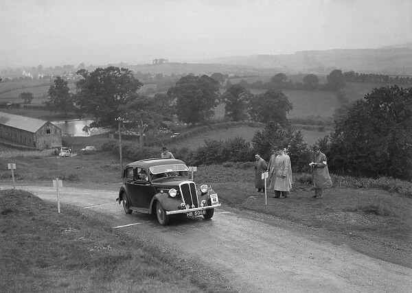 Standard 12 saloon of Miss I Webber competing in the South Wales Auto Club Welsh Rally