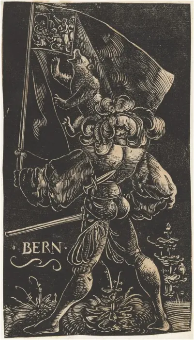 Framed Print : Standard Bearer for the Canton of Bern, 1521. Creator: Urs Graf Framed Print : Standard Bearer for the Canton of Bern, 1521. Creator: Urs Graf