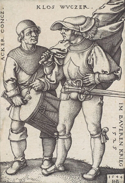 Standard Bearer and Drummer, 1544. Creator: Sebald Beham
