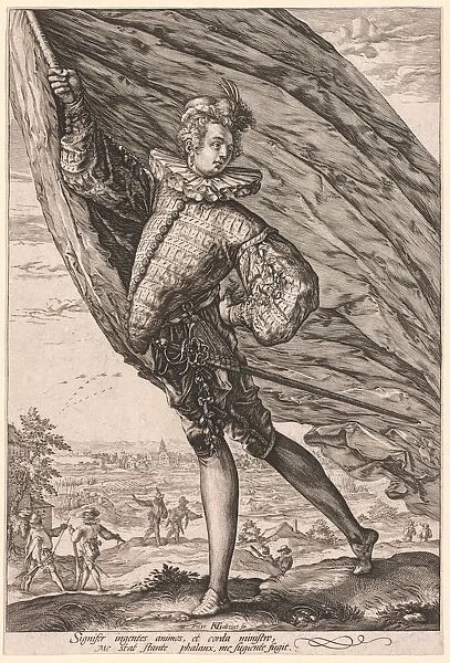 The Standard Bearer, Turned to Left, 1587. Creator: Hendrick Goltzius (Dutch, 1558-1617)