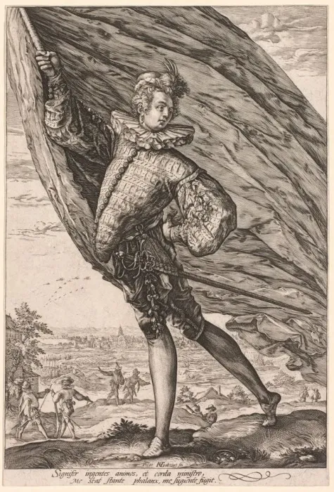 Framed Print : The Standard Bearer, Turned to Left, 1587. Creator: Hendrick Goltzius (Dutch, 1558-1617) Framed Print : The Standard Bearer, Turned to Left, 1587. Creator: Hendrick Goltzius (Dutch, 1558-1617)