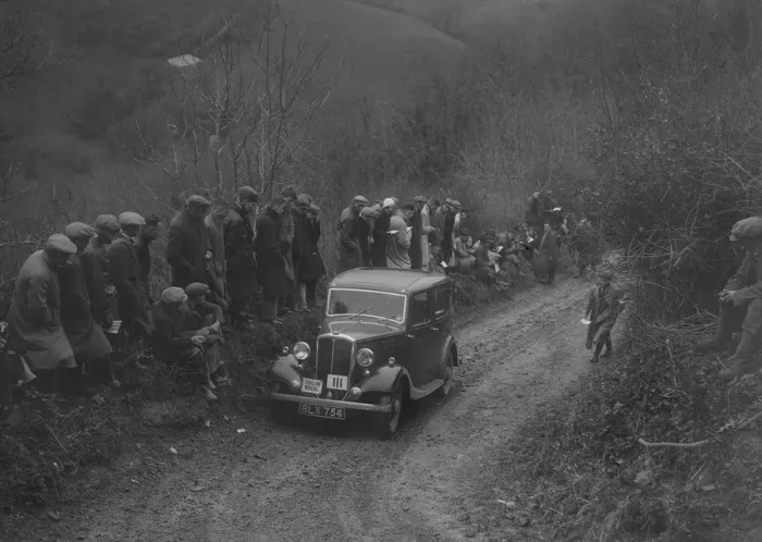 Framed Print : Standard saloon of GH Strong competing in the MCC Lands End Trial, 1935. Artist: Bill Brunell Framed Print : Standard saloon of GH Strong competing in the MCC Lands End Trial, 1935. Artist: Bill Brunell