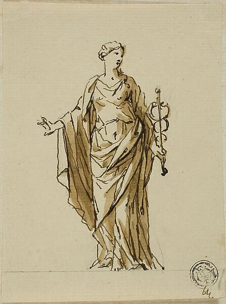 Standing Allegorical Figure with Caduceus (Peace?), n.d. Creators: John Michael Rysbrack, Sir James Thornhill