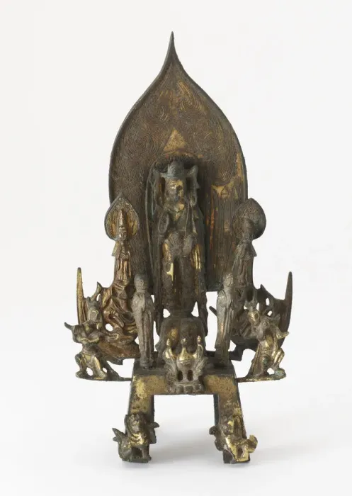 Framed Print : Standing Bodhisattva with attendants, Sui dynasty, 596. Creator: Unknown Framed Print : Standing Bodhisattva with attendants, Sui dynasty, 596. Creator: Unknown