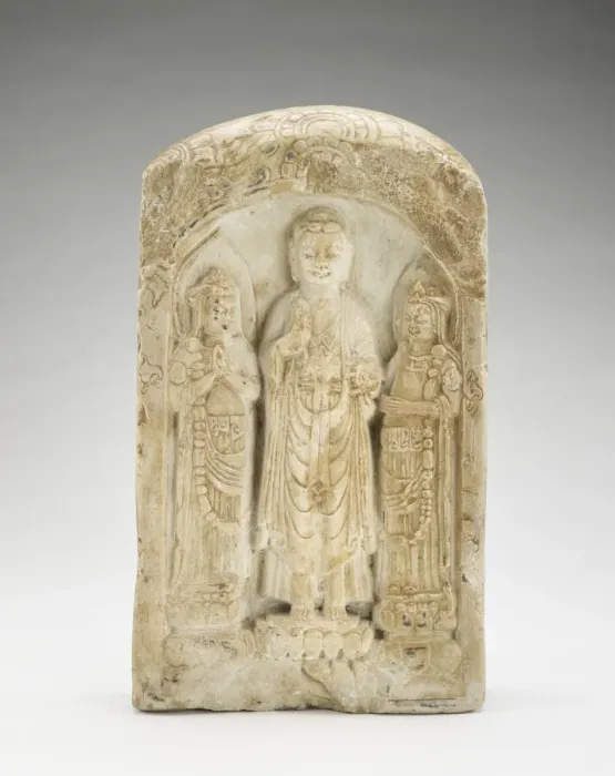 Framed Print : Standing Buddha with bodhisattvas (on one side) and Seated... Poss Framed Print : Standing Buddha with bodhisattvas (on one side) and Seated... Poss