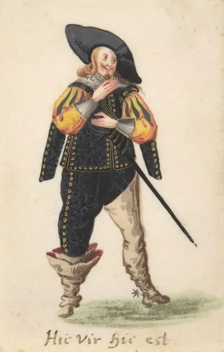 Framed Print : A Standing Cavalier, late 16th-early 17th century. Creator: Anon Framed Print : A Standing Cavalier, late 16th-early 17th century. Creator: Anon