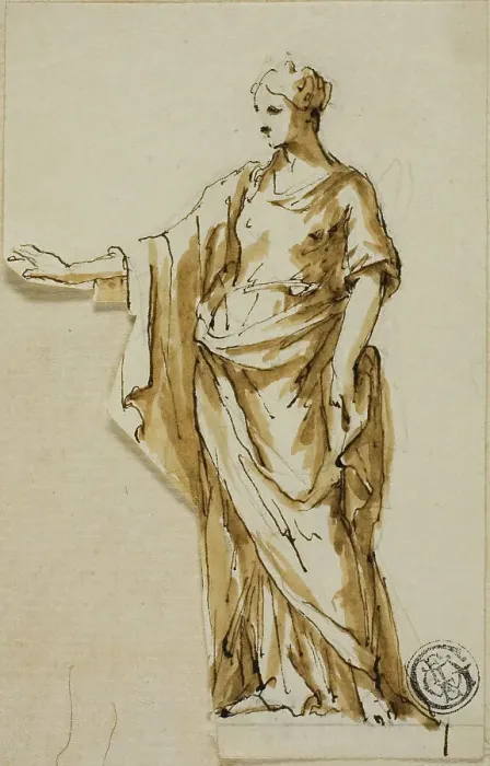 Framed Print : Standing Female Figure with Right Arm Raised, n.d. Creators: John Michael Rysbrack, Sir James Thornhill Framed Print : Standing Female Figure with Right Arm Raised, n.d. Creators: John Michael Rysbrack, Sir James Thornhill