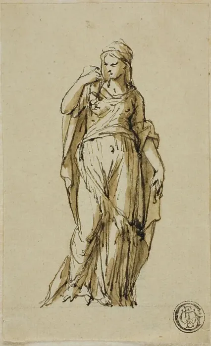 Framed Print : Standing Female Figure Turning to the Left, n.d. Creators: John Michael Rysbrack, Sir James Thornhill Framed Print : Standing Female Figure Turning to the Left, n.d. Creators: John Michael Rysbrack, Sir James Thornhill