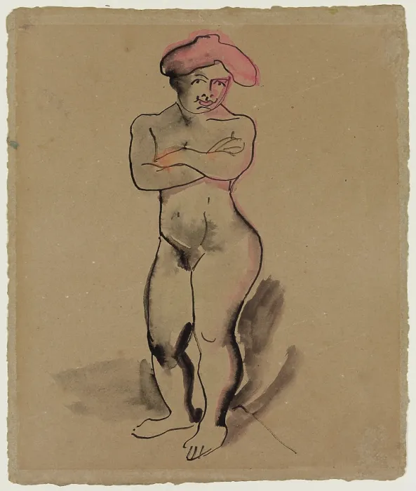 Framed Print : Standing Female Nude, c1910. Creator: Max Pechstein Framed Print : Standing Female Nude, c1910. Creator: Max Pechstein