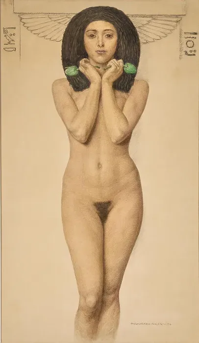 Framed Print : Standing female nude. Creator: Grabwinkler; Paul (1880-1946) Framed Print : Standing female nude. Creator: Grabwinkler; Paul (1880-1946)