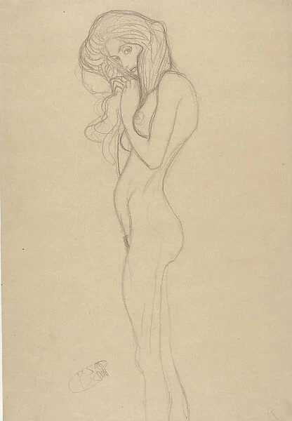 Standing Female Nude (Study for The Beethoven Frieze), 1901. Creator: Klimt, Gustav (1862-1918)