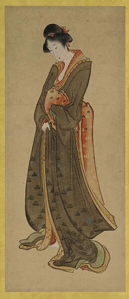 Standing figure of a tall girl, late 18th-early 19th century. Creator: Hokusai