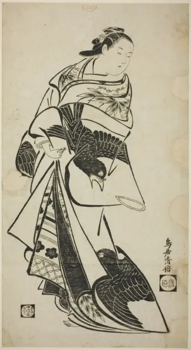 Framed Print : Standing Figure of a Woman, c. 1715. Creator: Torii Kiyomasu I Framed Print : Standing Figure of a Woman, c. 1715. Creator: Torii Kiyomasu I