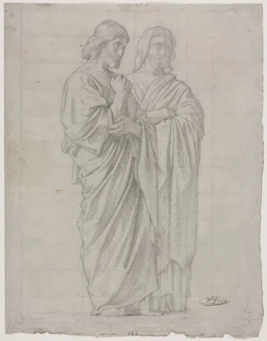 Framed Print : Two Standing Figures (Study for the Left Section of The Mission of the Apostles), 1860 Framed Print : Two Standing Figures (Study for the Left Section of The Mission of the Apostles), 1860