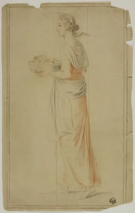 Framed Print : Standing Girl Holding Basket, n. d. Creator: Unknown Framed Print : Standing Girl Holding Basket, n. d. Creator: Unknown